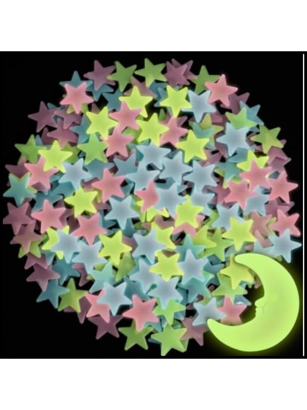200 Glow in the Dark Stars and Moon Wall Decals Plastic Ceiling Stickers Room